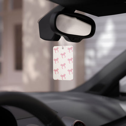 Pink Bow Car Air Freshener — Cute Ribbon Pattern Scented Ornament - Valentines Day