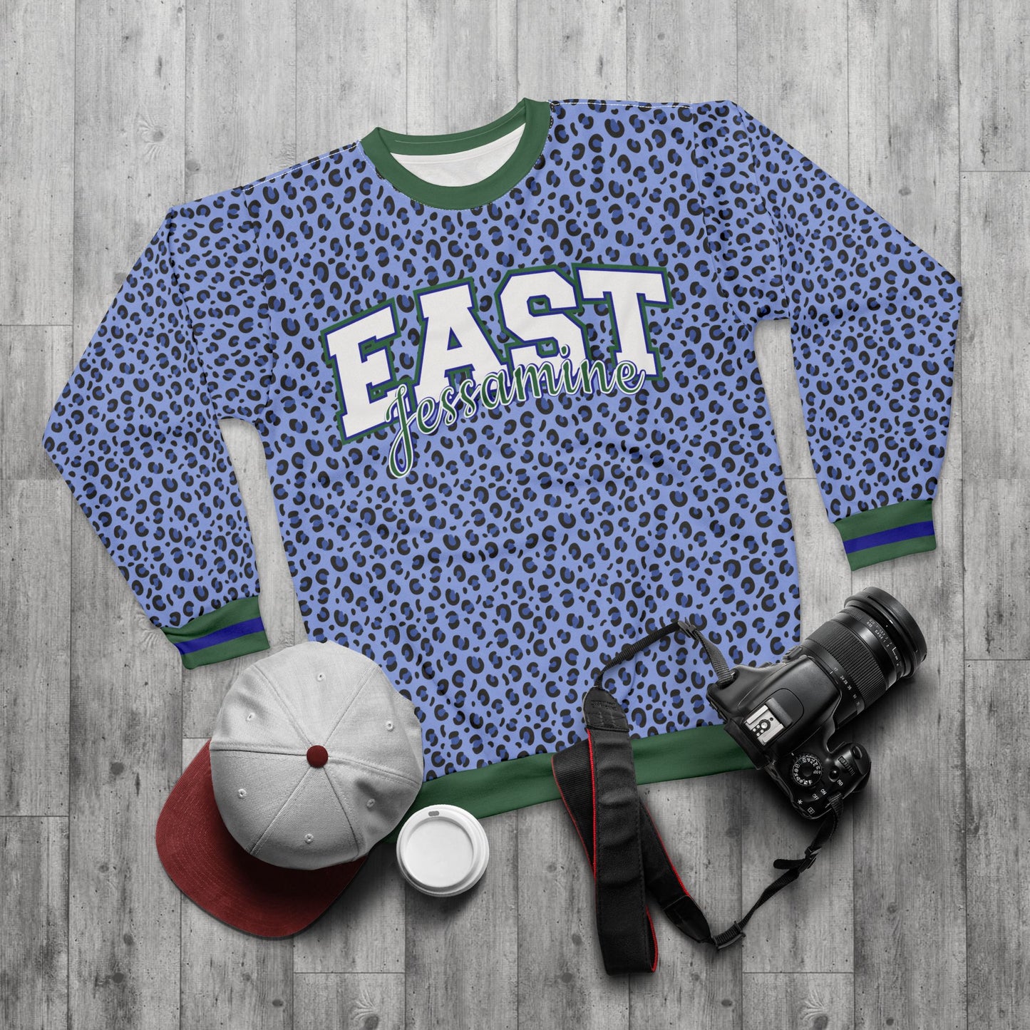 East Jessamine Blue Cheetah Print Sweatshirt — AOP Pullover
