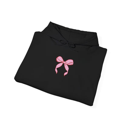 Coquette Pink Center Bow Pullover Hoodie with Bow Sleeves