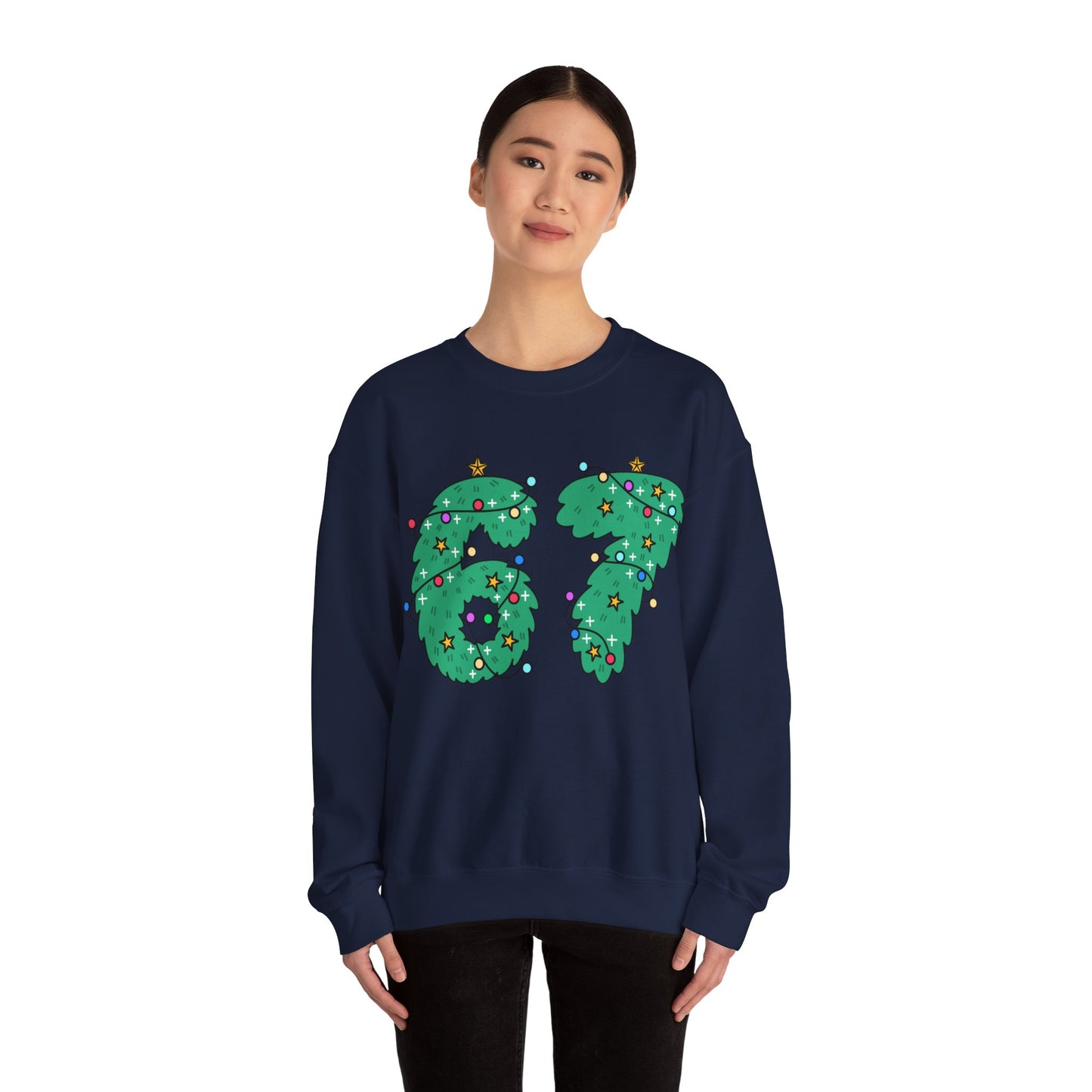Wreath with Lights and Stars 6 7  - Christmas Sweatshirt - Unisex