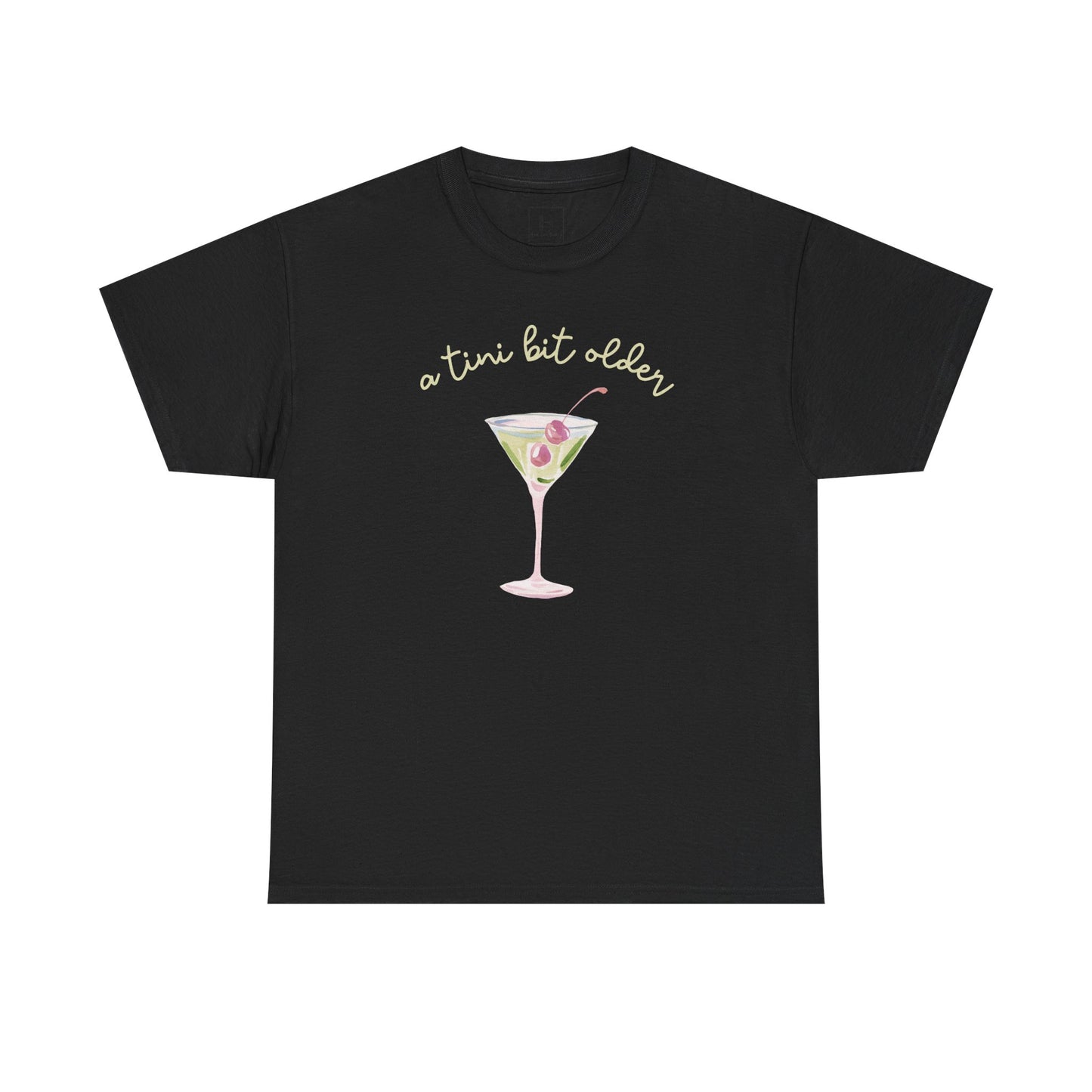 Cute "A Tini Bit Older" Martini T-Shirt — Retro Pink & Green Cocktail Tee