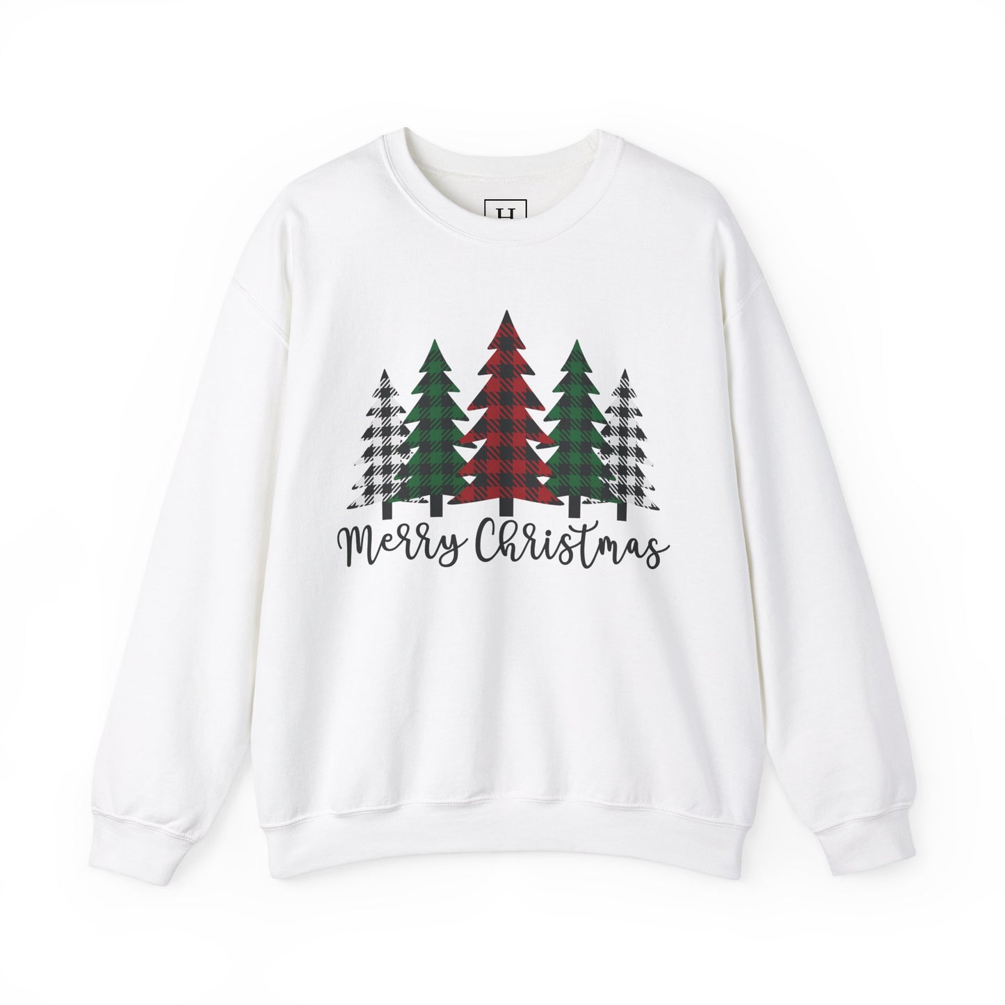 Merry Christmas Plaid Trees Sweater