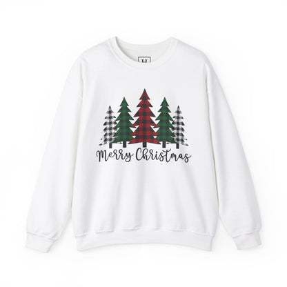 Merry Christmas Plaid Trees Sweater