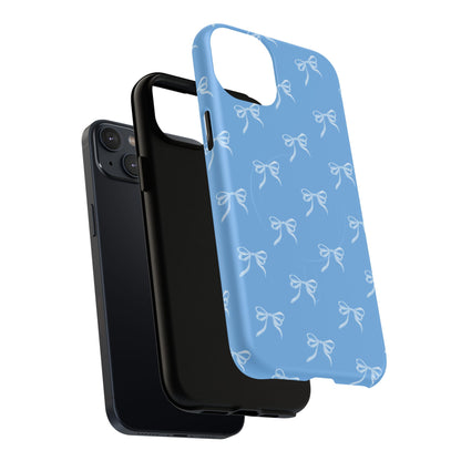 Blue Bow Coquette Design Tough Phone Case, Cute Phone Cover, Durable iPhone Case, Stylish Gift for Her