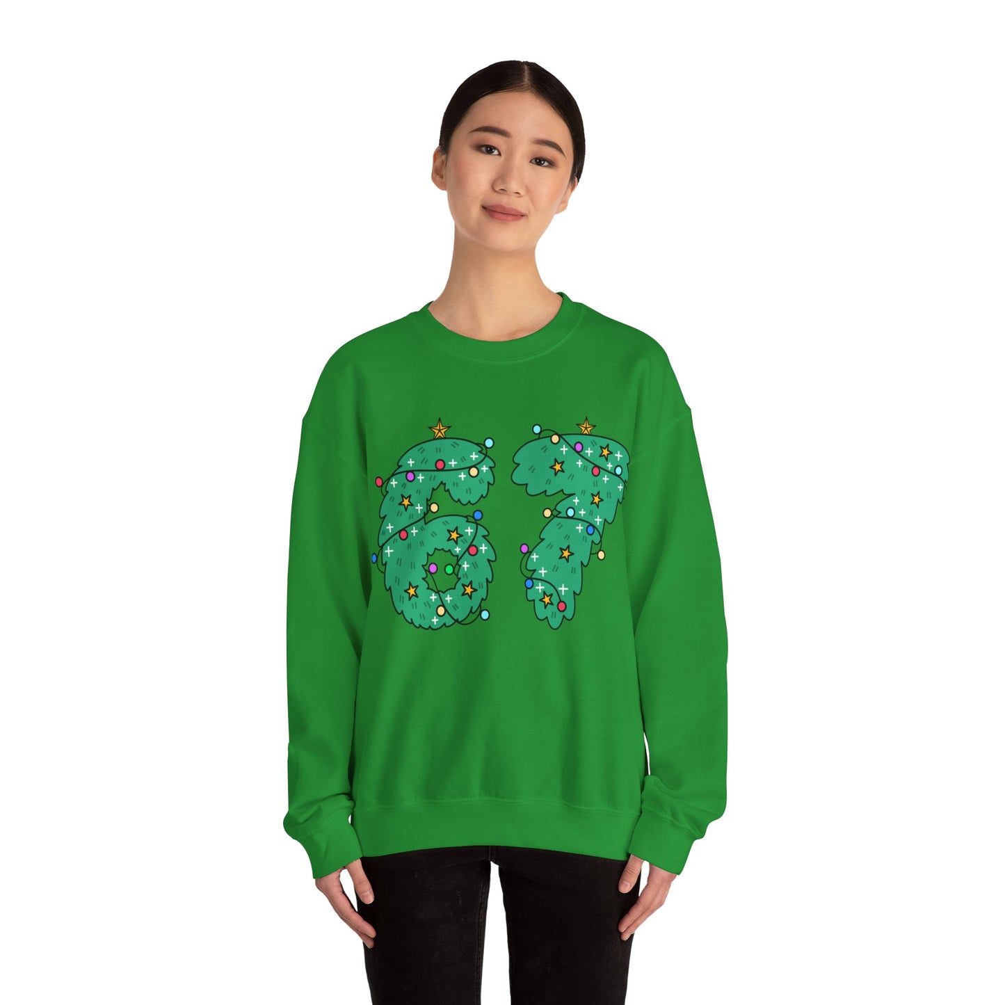 Wreath with Lights and Stars 6 7  - Christmas Sweatshirt - Unisex