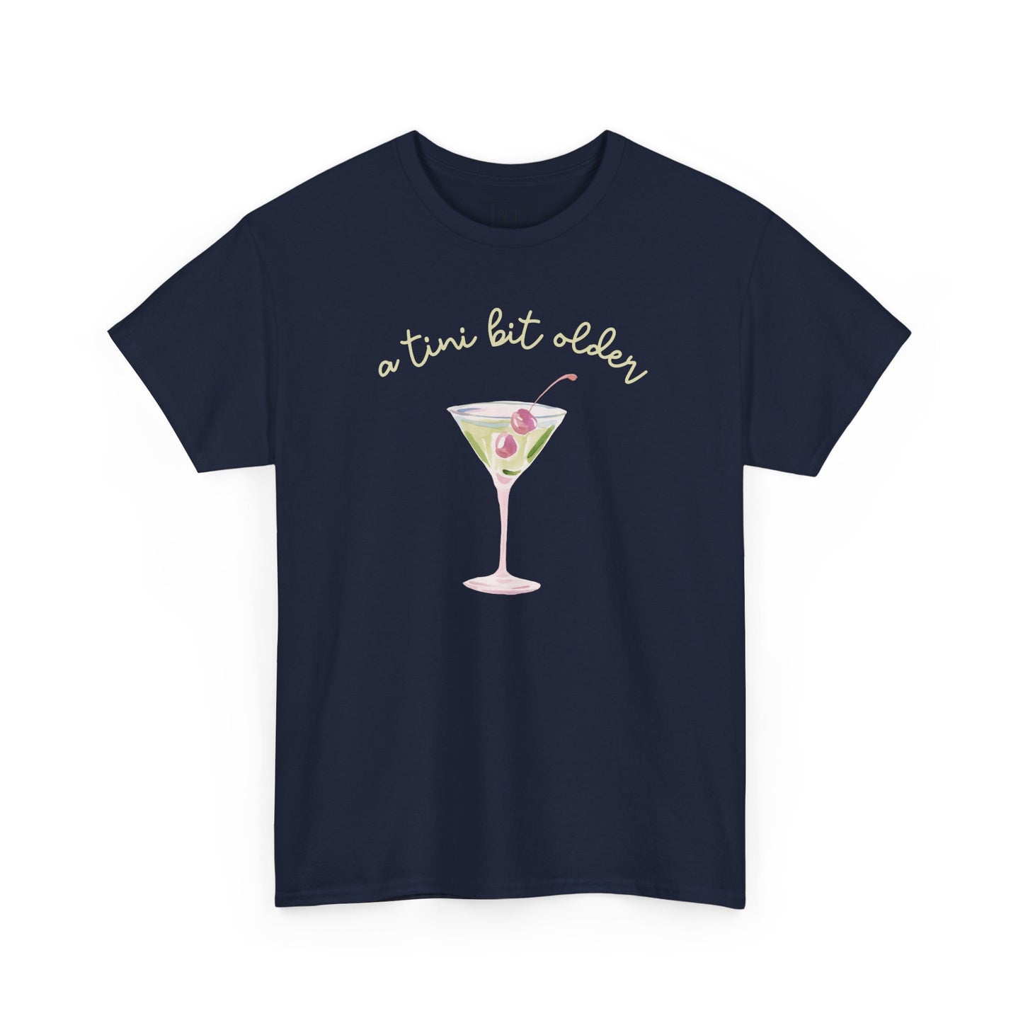 Cute "A Tini Bit Older" Martini T-Shirt — Retro Pink & Green Cocktail Tee