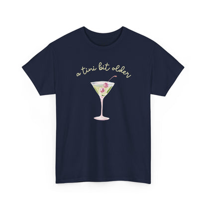 Cute "A Tini Bit Older" Martini T-Shirt — Retro Pink & Green Cocktail Tee