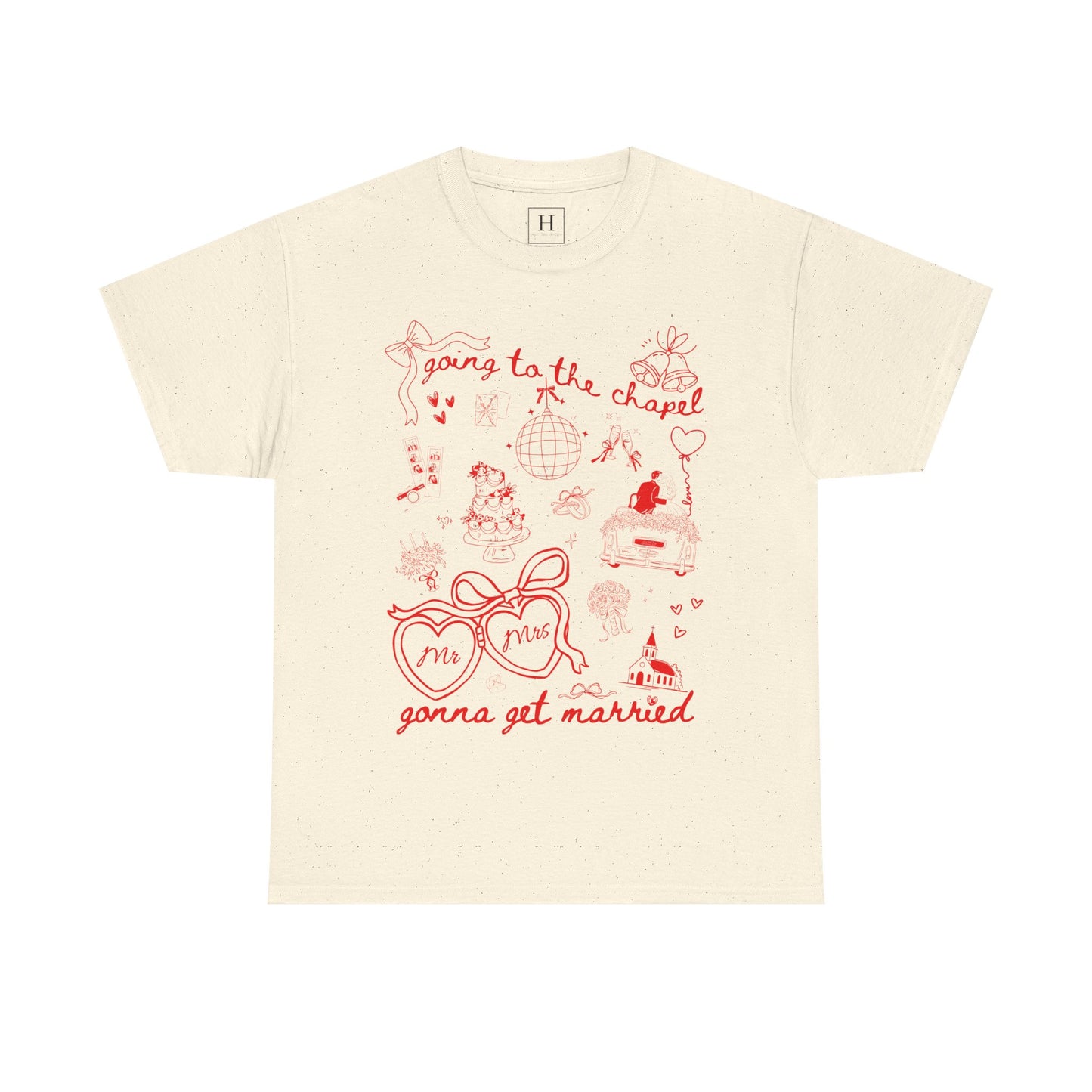 Mr. & Mrs. Red Wedding T-Shirt — "Going to the Chapel" Bridal Tee
