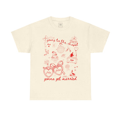 Mr. & Mrs. Red Wedding T-Shirt — "Going to the Chapel" Bridal Tee