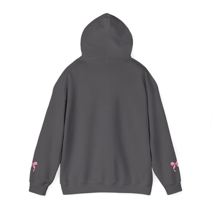 Coquette Pink Center Bow Pullover Hoodie with Bow Sleeves