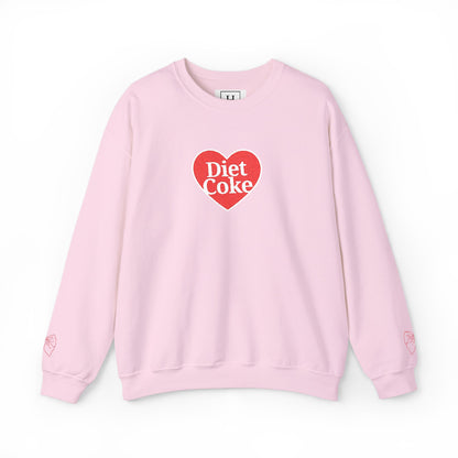Valentine Heart 'Diet Coke' with Red Bows on Left & Right Sleeves Crewneck Sweatshirt -Embroidered