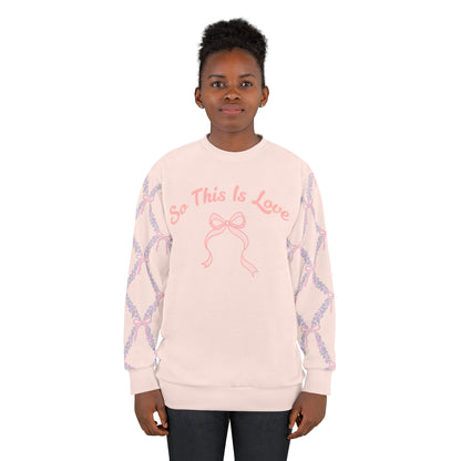 Coquette 'So This Is Love' Bow Sleeve Sweatshirt - AOP