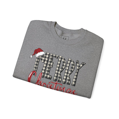 Merry Christmas Buffalo Check  -- Unisex Sweatshirt