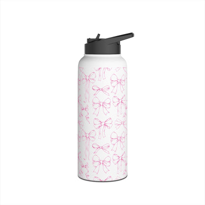 Pink Bow Pattern Stainless Insulated Water Bottle