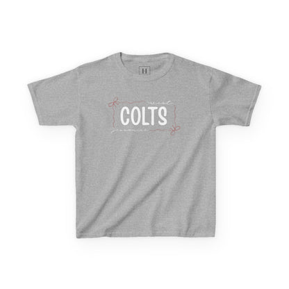 YOUTH --  West Jessamine COLTS coquette bow border - Unisex Tee