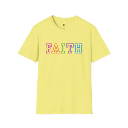 Bright Rainbow Color Faith Christian T-shirt