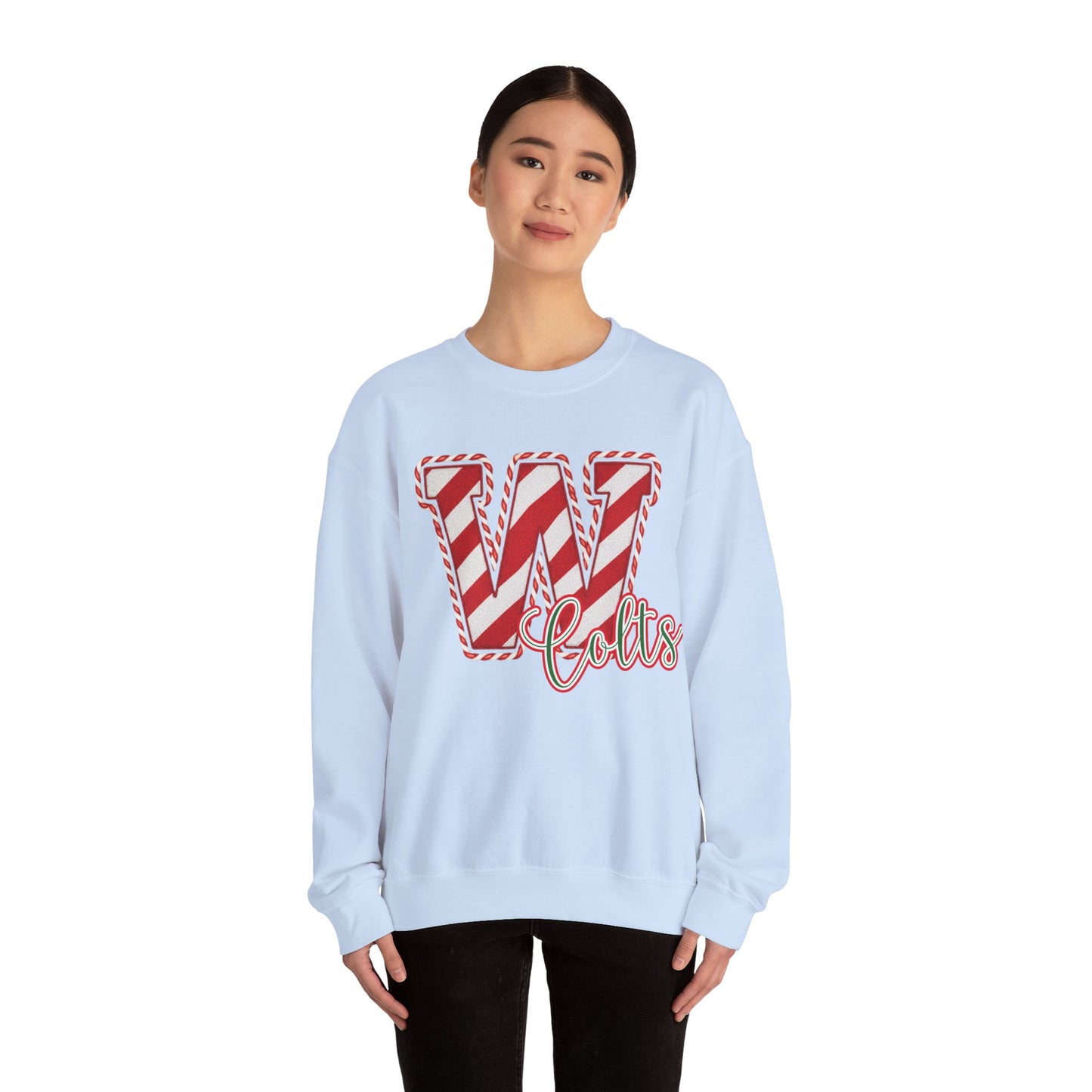 Candy Cane "W" - Colts; Christmas Sweatshirt - Unisex