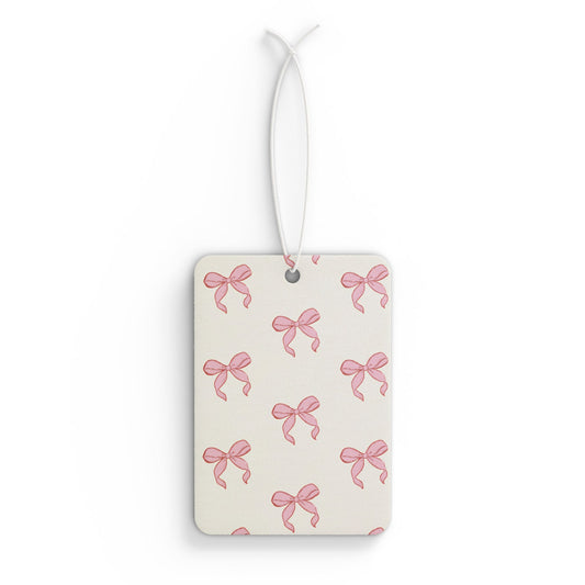 Pink Bow Car Air Freshener — Cute Ribbon Pattern Scented Ornament - Valentines Day