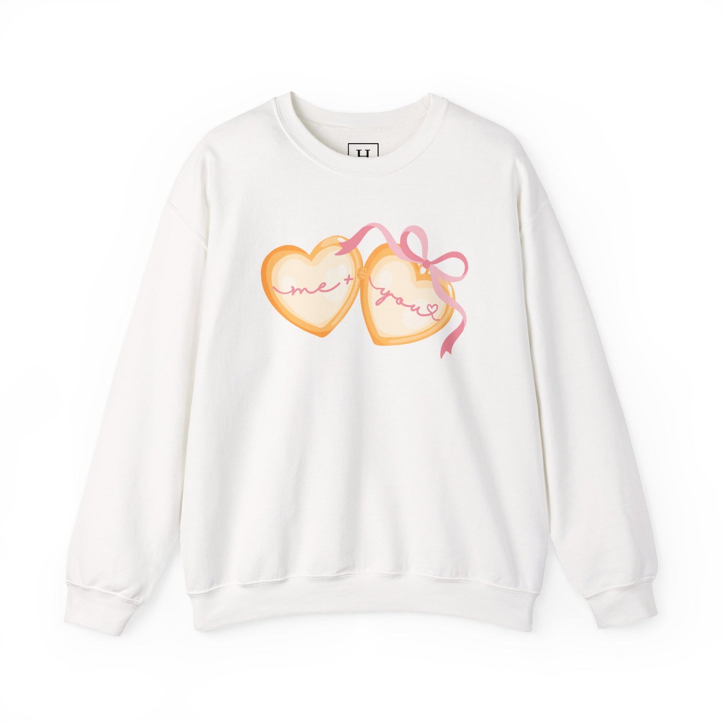 Me + You Heart Locket with Pink Bow Sweatshirt