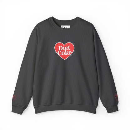 Valentine Heart 'Diet Coke' with Red Bows on Left & Right Sleeves Crewneck Sweatshirt -Embroidered