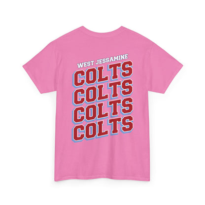 (W) Logo on Front; West Jessamine COLTS on Back —  Front & Back Unisex T-Shirt