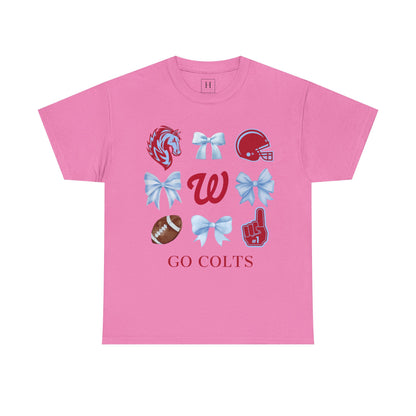 West Jessamine Colts Coquette Football Bows - Unisex Tee