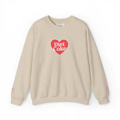 Valentine Heart 'Diet Coke' with Red Bows on Left & Right Sleeves Crewneck Sweatshirt -Embroidered