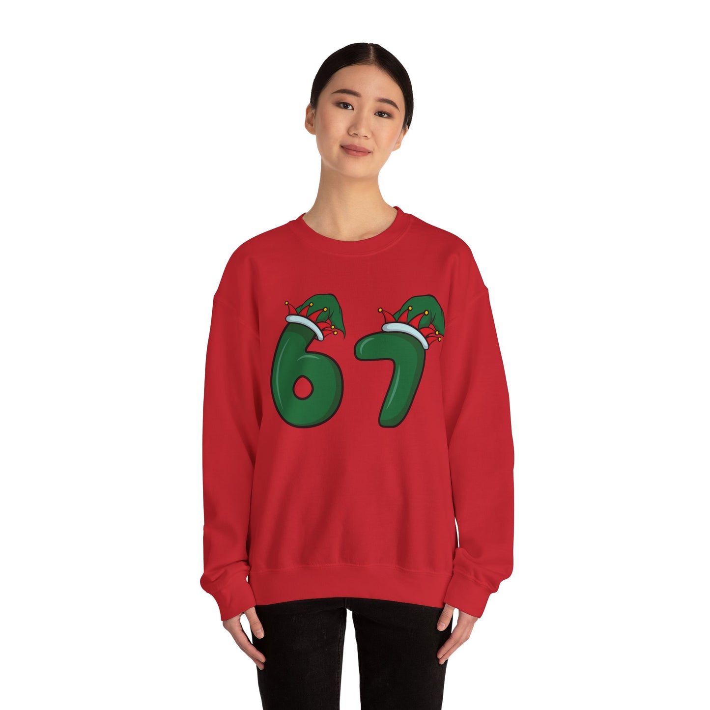 Green & Red Elf Hat 6 7  - Christmas Sweatshirt - Unisex