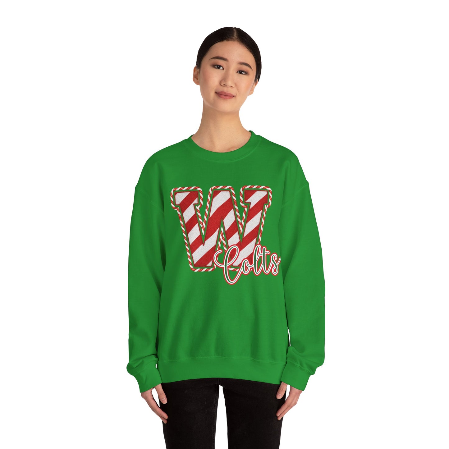 Candy Cane "W" - Colts; Christmas Sweatshirt - Unisex