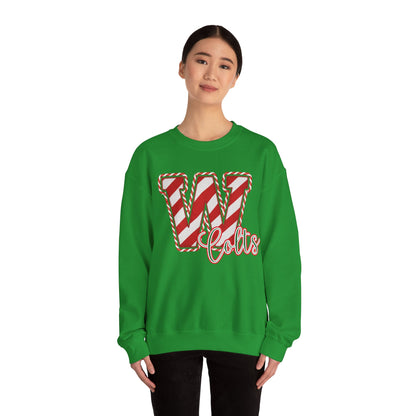 Candy Cane "W" - Colts; Christmas Sweatshirt - Unisex