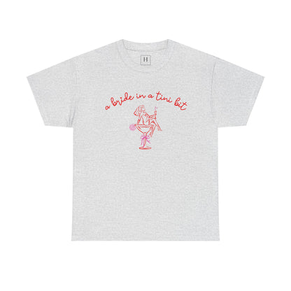 Bride in a Tiny Bit Martini Tee — Wedding Bachelorette Party Shirt with Bouquet & Hearts