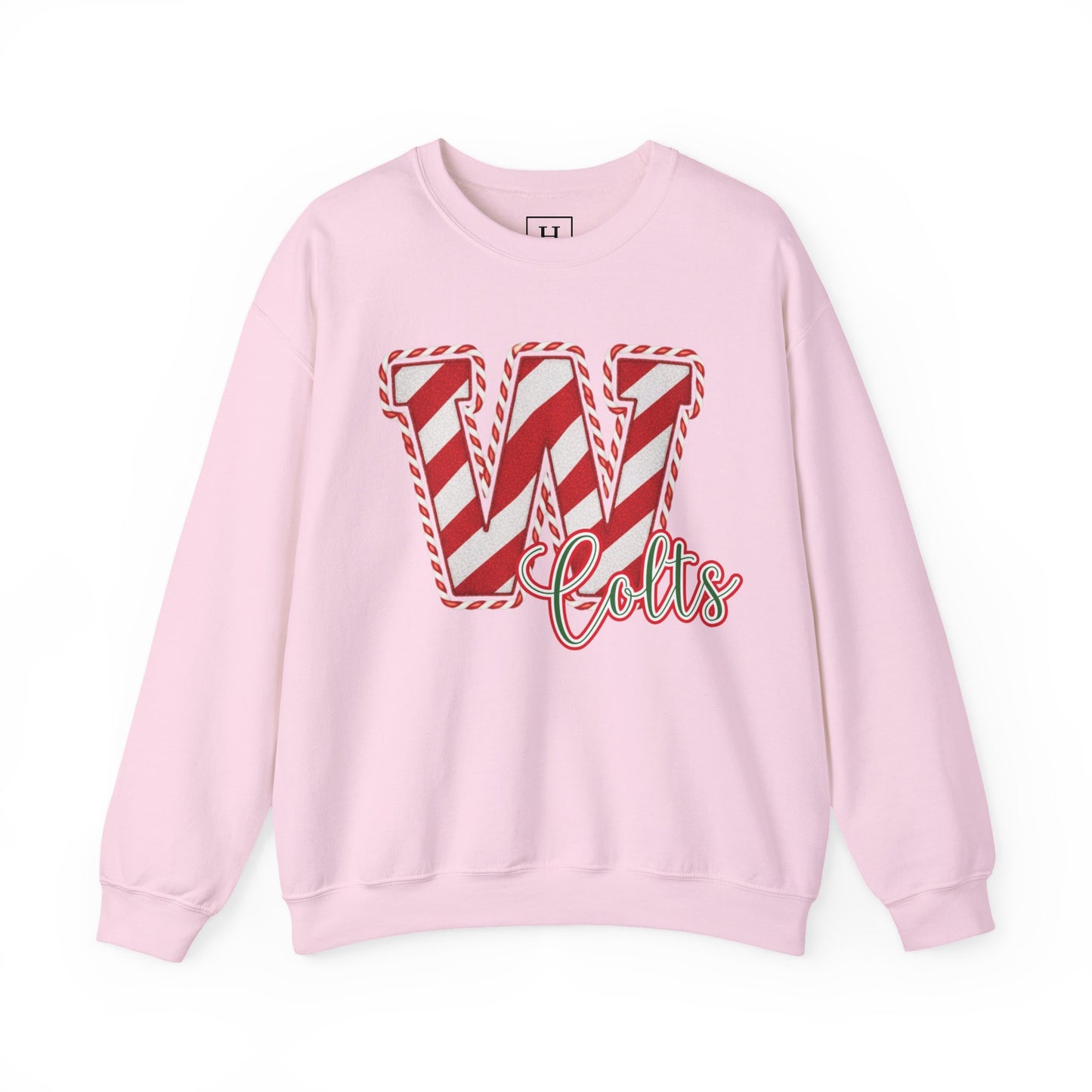 Candy Cane "W" - Colts; Christmas Sweatshirt - Unisex