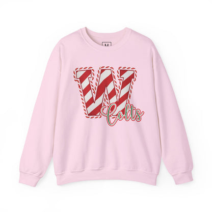 Candy Cane "W" - Colts; Christmas Sweatshirt - Unisex