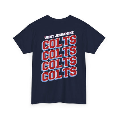 (W) Logo on Front; West Jessamine COLTS on Back —  Front & Back Unisex T-Shirt