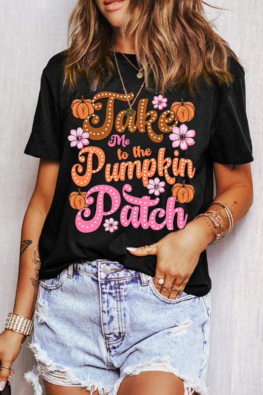 Pumpkin Graphic Round Neck Short Sleeve T-Shirt