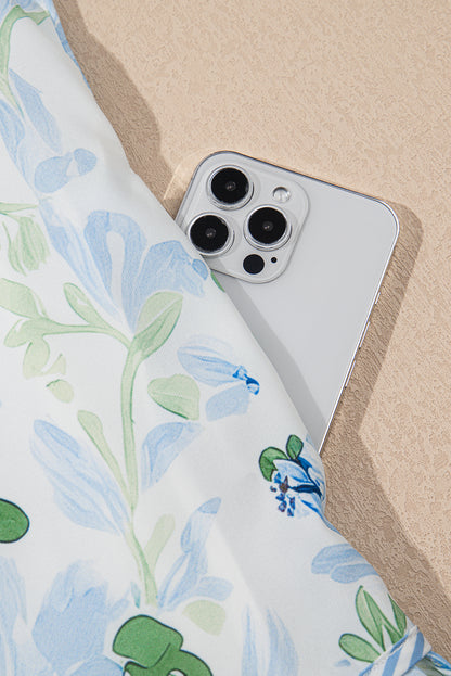 Orange Floral Contrast Edge Layered Short Sleeve Mini Dress