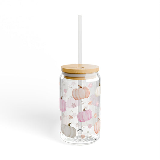 Pastel Fall Pumpkins Sipper Glass