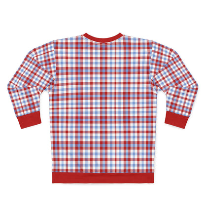 Colts Plaid Sleeve Sweatshirt — Retro Red & Blue - AOP Team Pullover