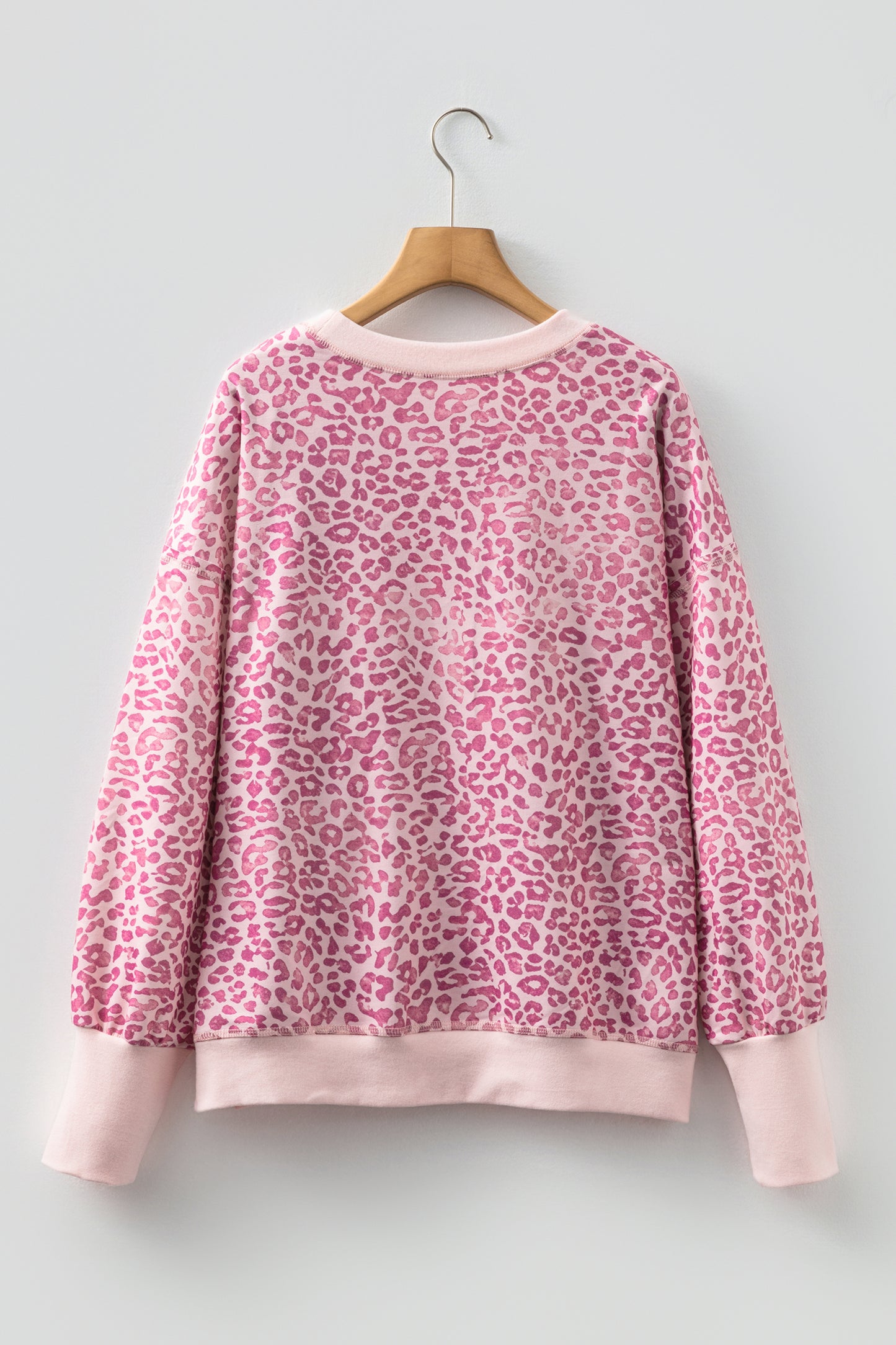 Khaki Leopard Print Patchwork Crew Neck Sweatshirt