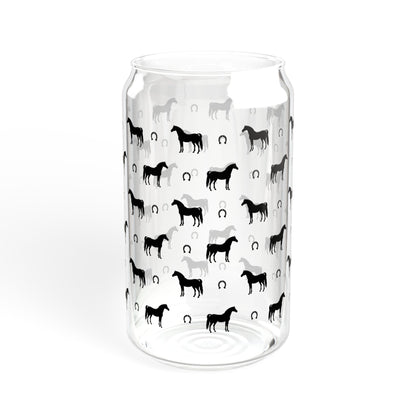 Horse and Horse Shoe Kentucky Derby Sipper Glass, 16oz