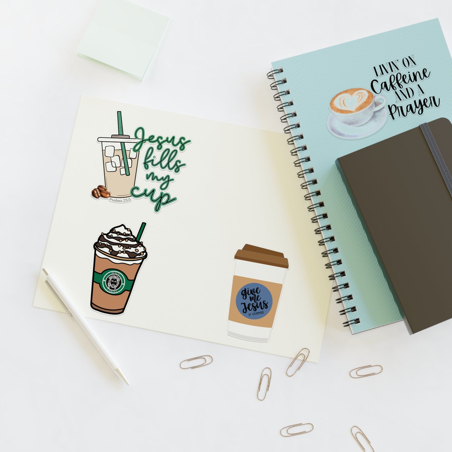 Coffee and Jesus Christian Sticker Sheets