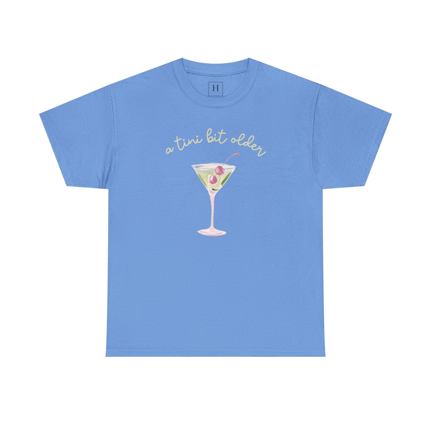 Cute "A Tini Bit Older" Martini T-Shirt — Retro Pink & Green Cocktail Tee