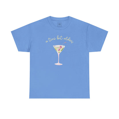 Cute "A Tini Bit Older" Martini T-Shirt — Retro Pink & Green Cocktail Tee