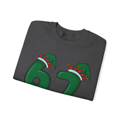 Green & Red Elf Hat 6 7  - Christmas Sweatshirt - Unisex