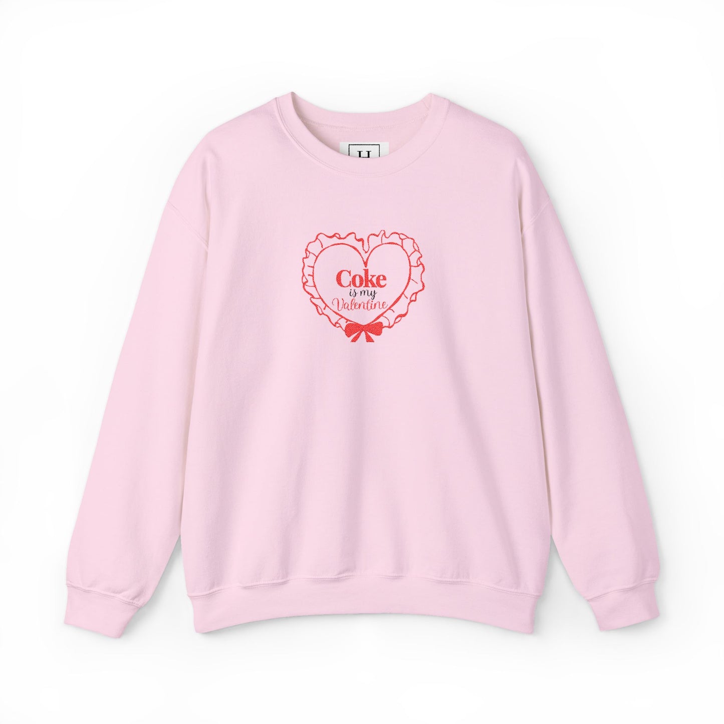 Valentine Heart 'Coke Is My Valentine' Crewneck Sweatshirt -Embroidered