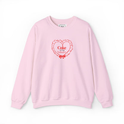 Valentine Heart 'Coke Is My Valentine' Crewneck Sweatshirt -Embroidered