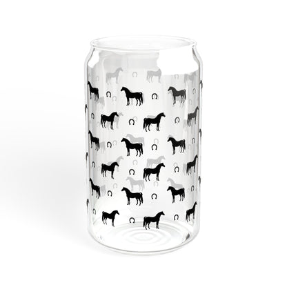 Horse and Horse Shoe Kentucky Derby Sipper Glass, 16oz
