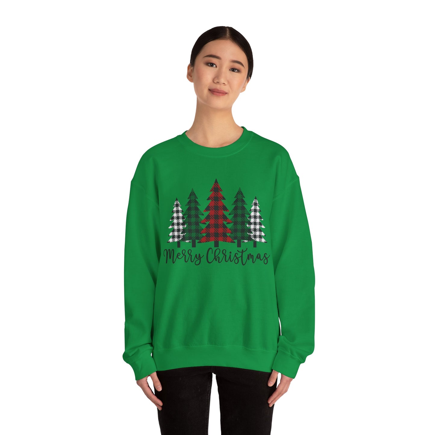 Merry Christmas Plaid Trees Sweater