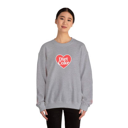 Valentine Heart 'Diet Coke' with Red Bows on Left & Right Sleeves Crewneck Sweatshirt -Embroidered