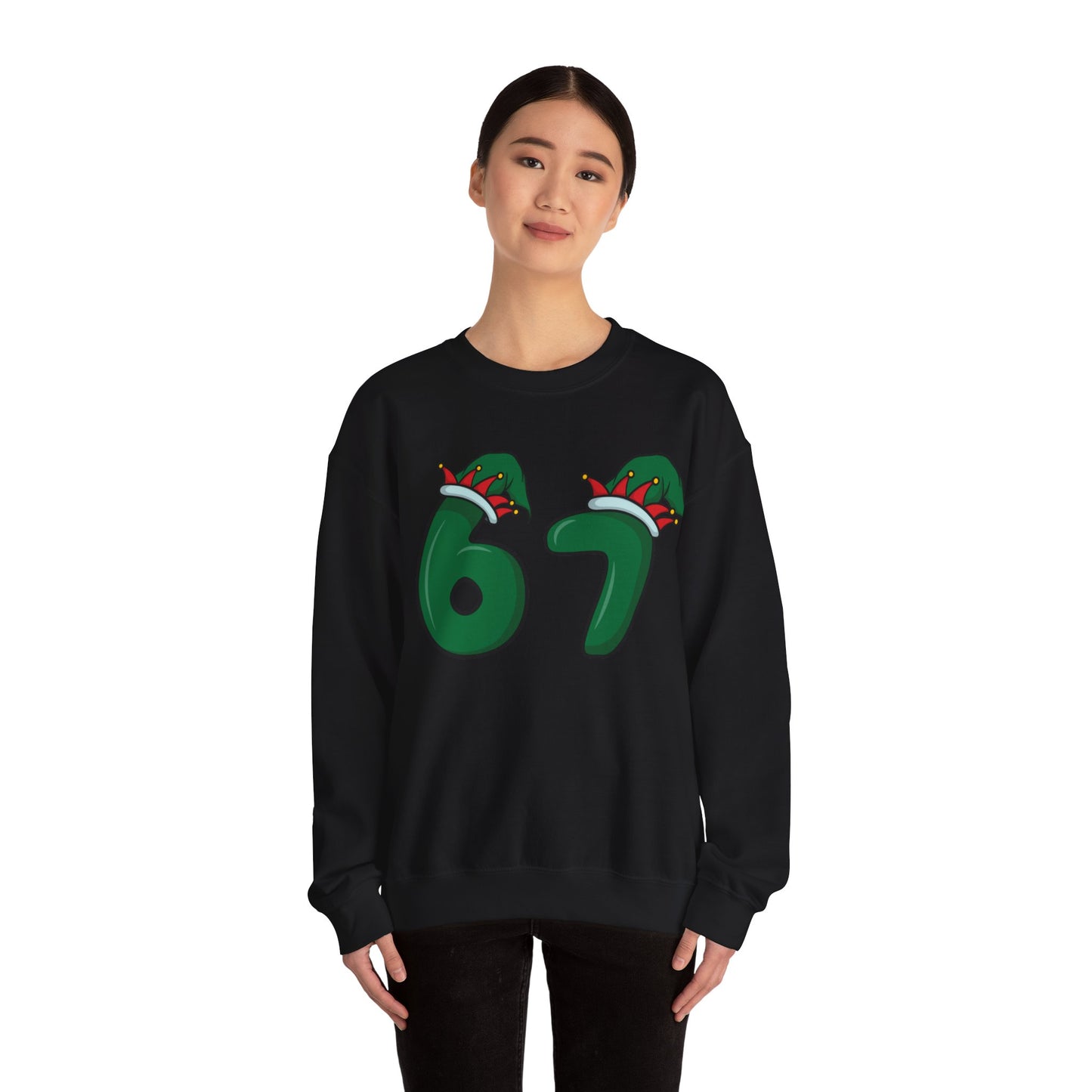 Green & Red Elf Hat 6 7  - Christmas Sweatshirt - Unisex